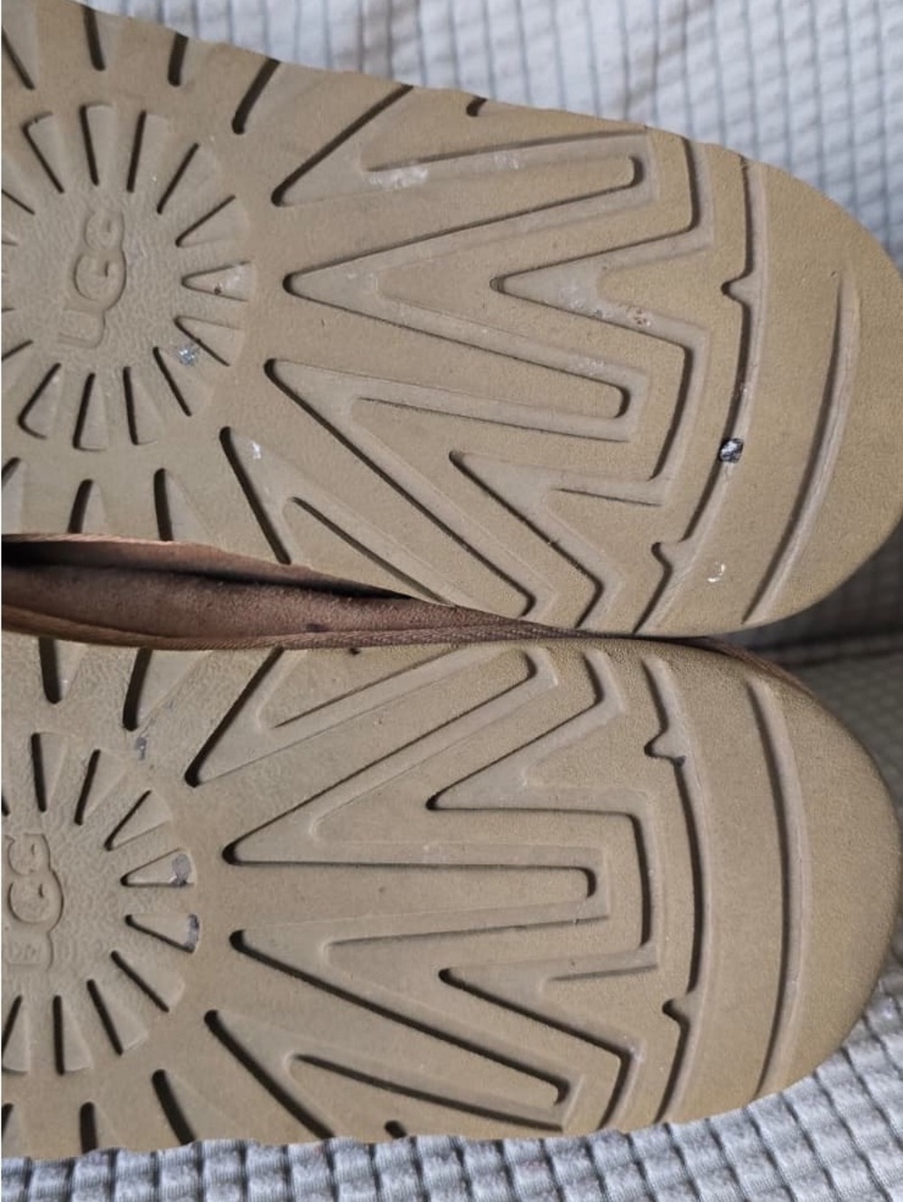 UGG Brown Suede Slip-On Shearling Lined Slippers - Picture 8 of 12
